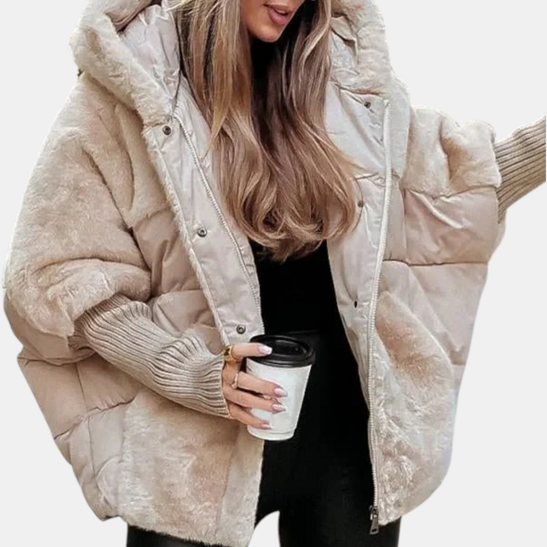 Leah Oversized Hooded Patchwork Puffer Jacket