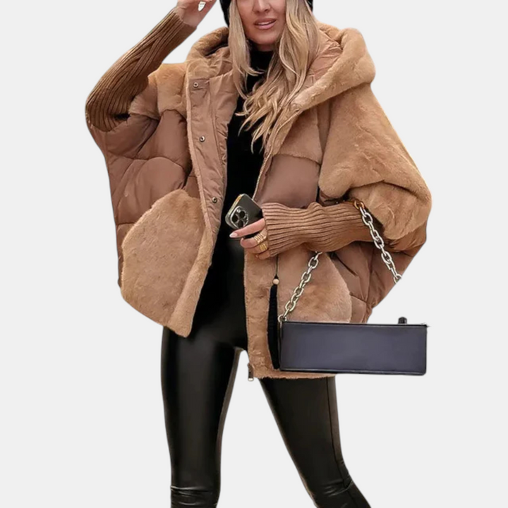 Leah Oversized Hooded Patchwork Puffer Jacket