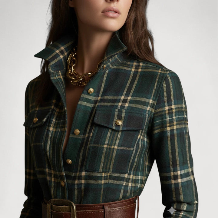 MIRELINE – PLAID MAXI DRESS