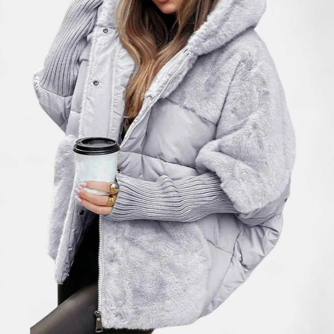 Leah Oversized Hooded Patchwork Puffer Jacket