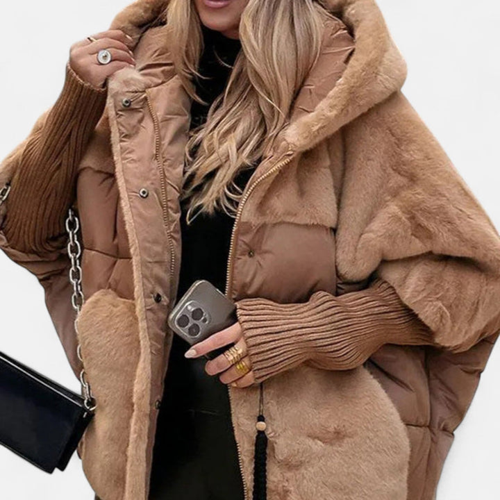 Leah Oversized Hooded Patchwork Puffer Jacket